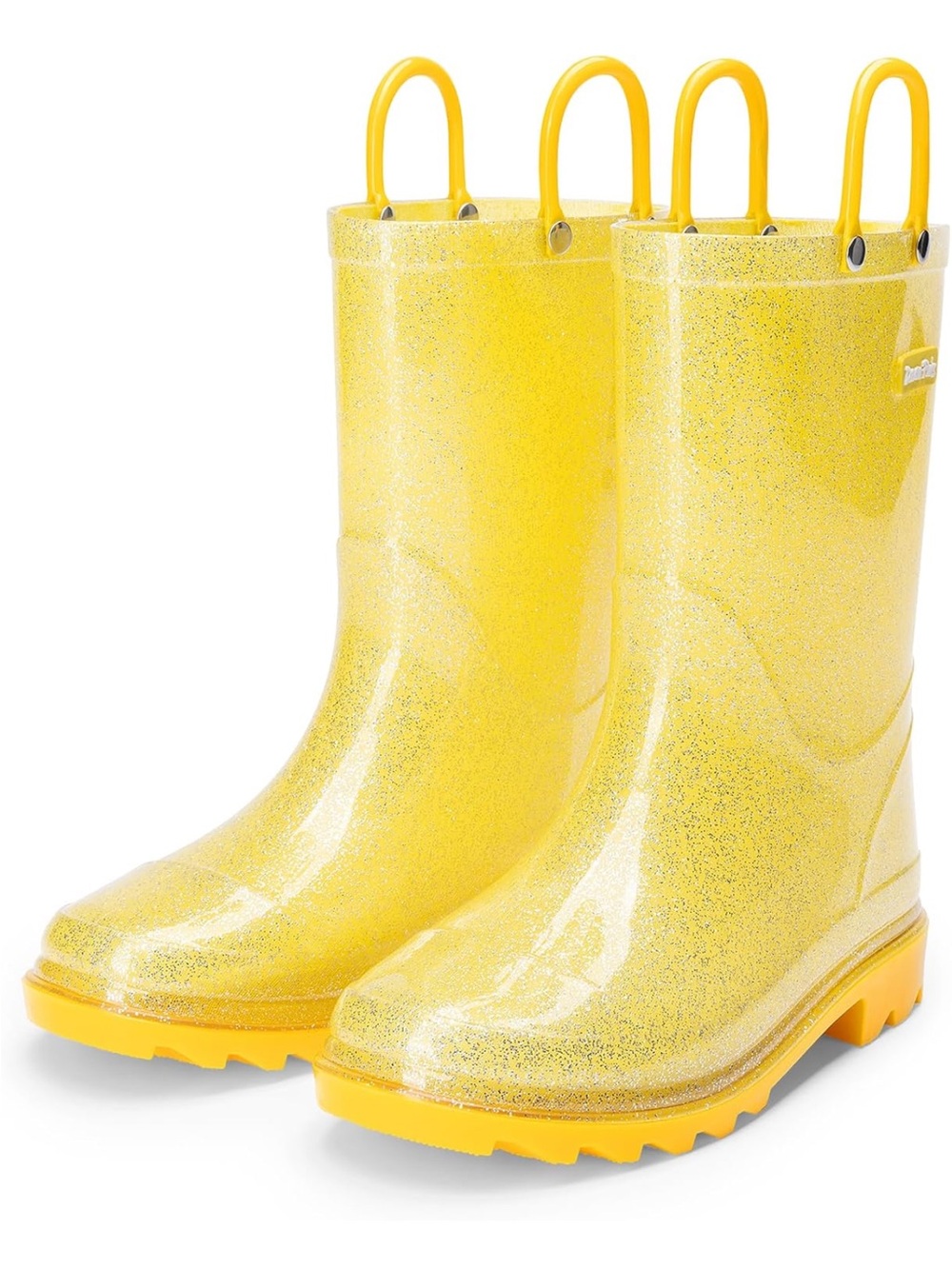 NIB Dream Pairs Waterproof Lightweight Yellow Glitter Rain Boots Size 10 $22.99